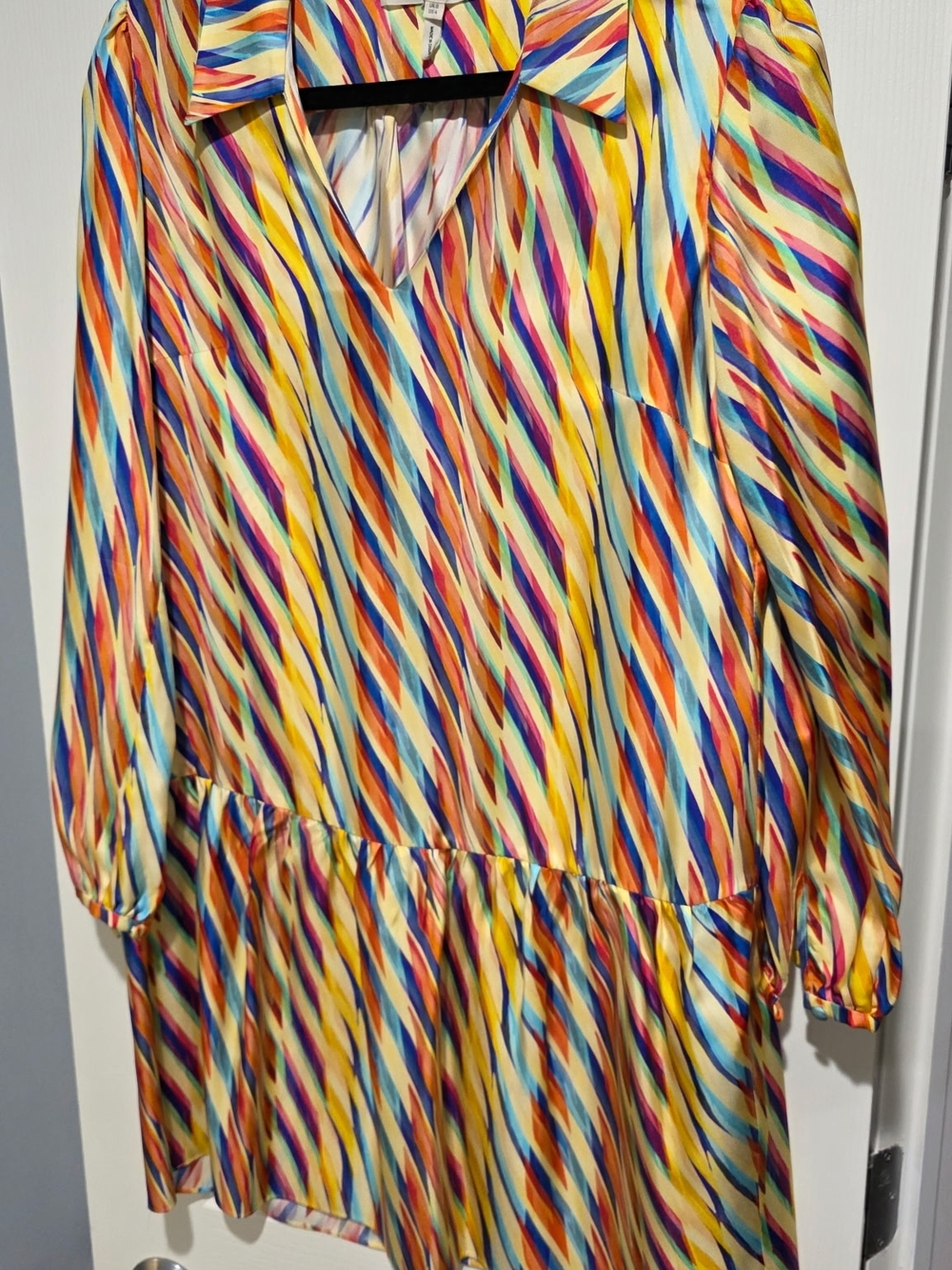 Saloni Jas Multicolor Diagonal Stripe Ruffle Dress - Picture 2 of 4